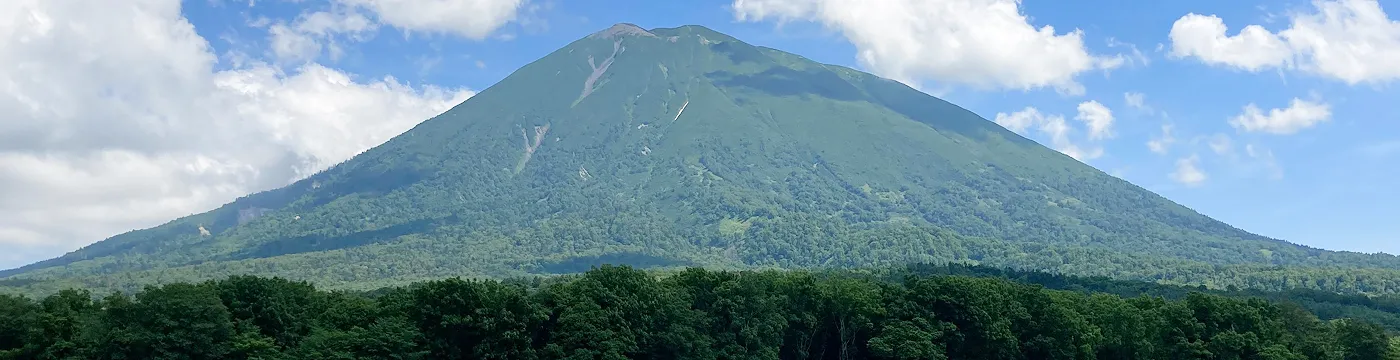 晴れた日に見える大きな山の景色